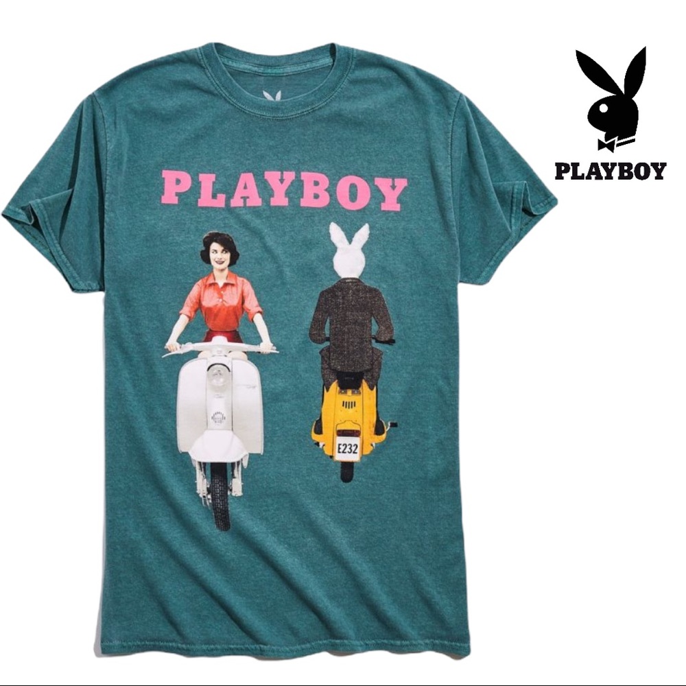 NEW Playboy Men's Women's Retro Scooter Tee Shirt T-Shirt M L XL